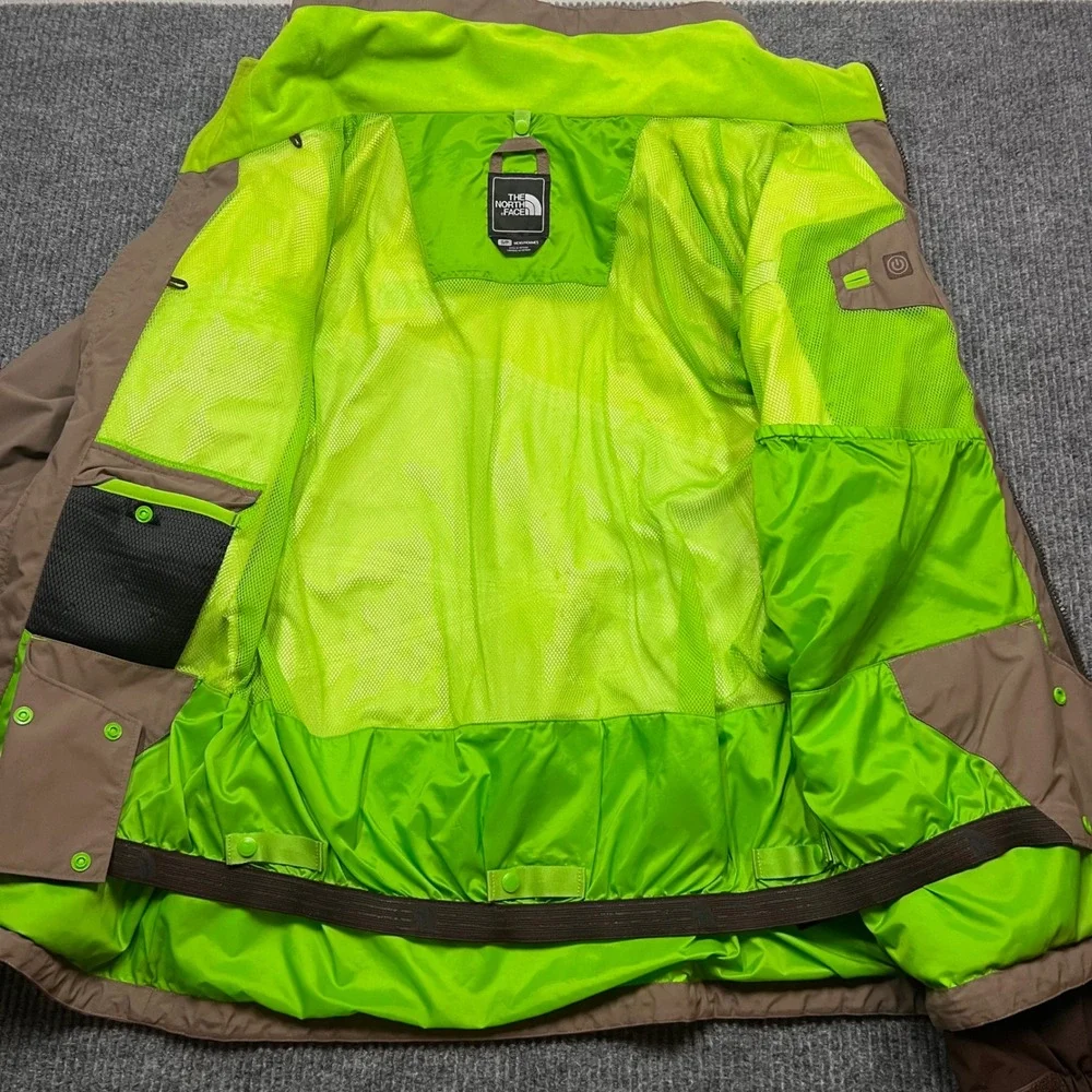 The North Face HyVent Ski Jacket Mens Brown Hooded Shell Small Waterproof Zip